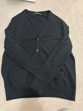 Ralph Lauren Black Cardigan with suede Elbow Patches